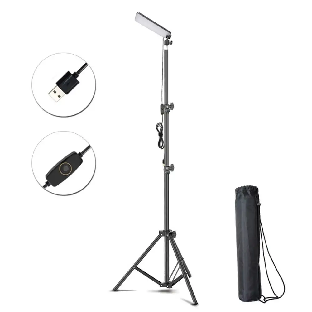 Portable Led Work Light Outdoors USB Tripod Camping Lamp Spotlight Telescopic Pillar Lamps Collapsible Outdoor Picnic Light