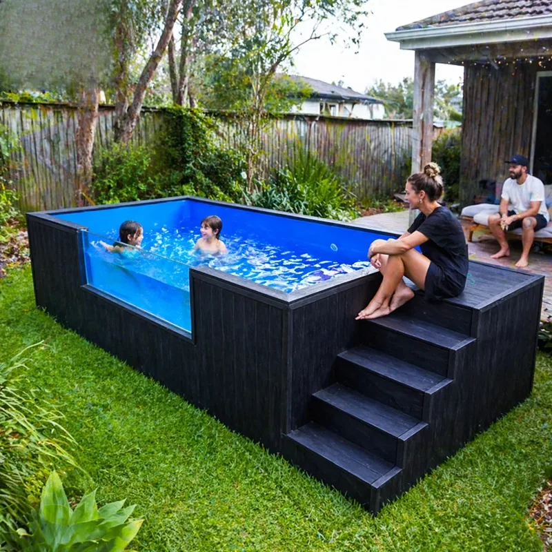 All Weather Container Swimming Pool Heat Insulation Anti Freeze Design Wind Rain Resistant Outdoor Modular Swim Pool
