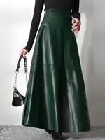 ZANZEA Women's PU Leather Maxi Skirt 2025 Autumn Elegant OL Long Saias Fashion Solid Mujer Faldas Casual High Waist Zipper Jupe - Image 3