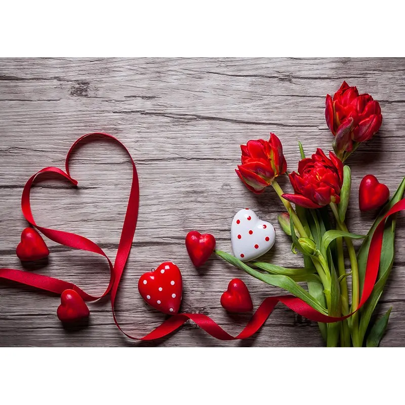 Vinile personalizzato san valentino fotografia fondali Prop Love Heart Rose pavimento in legno Studio fotografico sfondo 211120 QRJJ-02