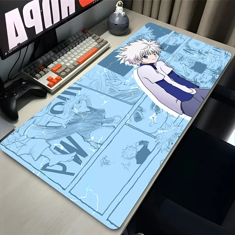 Large Killua Zoldyck Hunter x Hunter Anime Gaming Desk Mat, Non‑Slip Rubber Base Mousepad for PC Laptop Office Keyboard Decor
