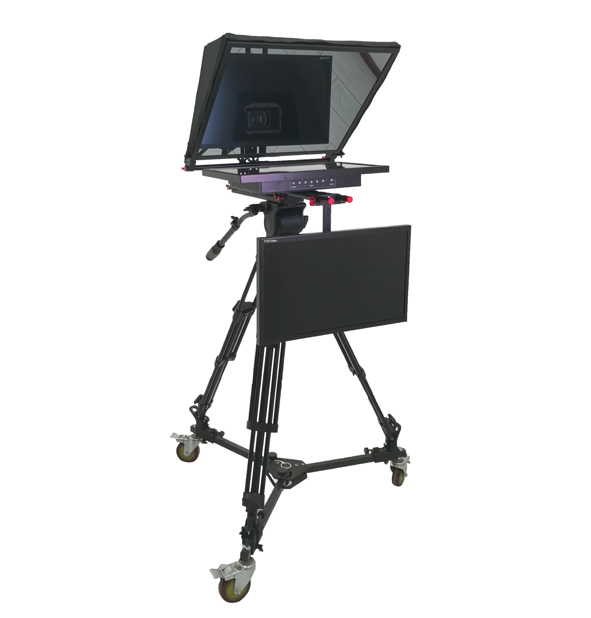 24M2H 24 Inch Built In Prompter Computer CCTV Announcer Studio Dual Screen Teleprompter For Speech /Studio Room/School Tripod