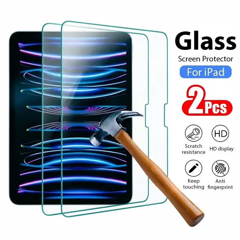 2PCS Screen Protector Tempered Glass For iPad Pro 13 11 M5 M4 12.9 A16 10 9 10th 9th Generation Air 5 4 3 M3 M2 Mini 7 6