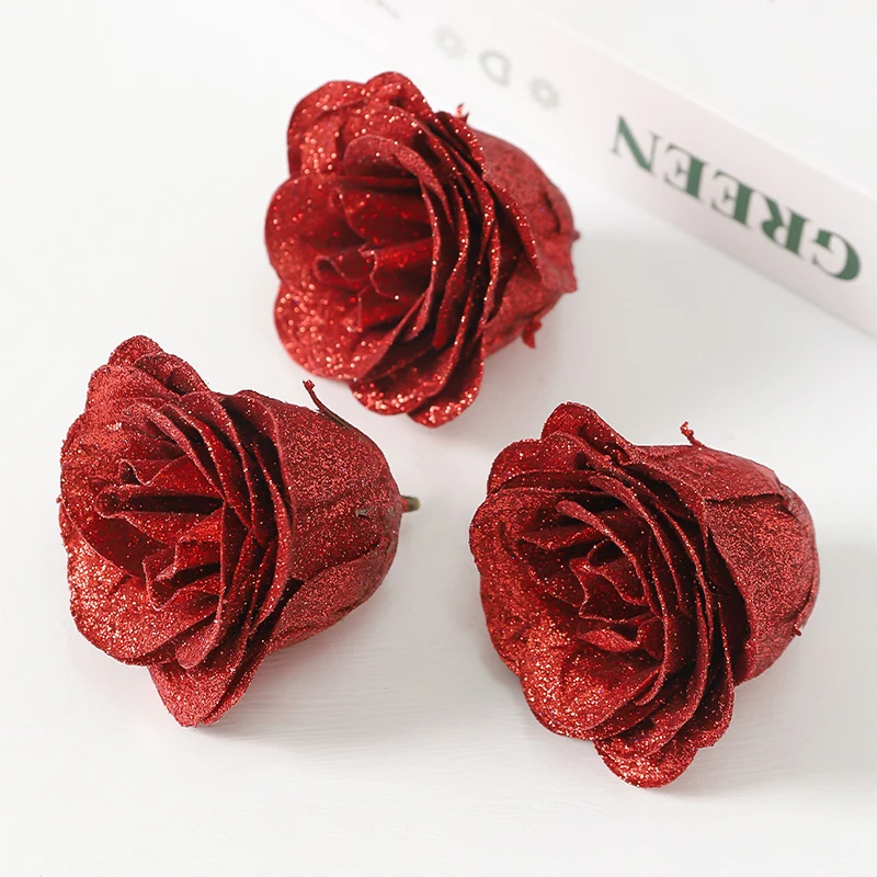 6/12 Stück Kristallrose, künstliche Blumen, 7 cm, gefälschter Blumenkopf für Heimdekoration, Hochzeit, Hochzeit, Dekoration, DIY, Handwerk, Geschenk, Zubehör – Detail 9