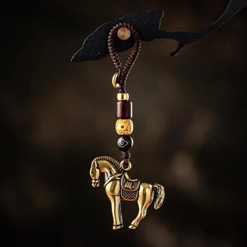 2026 سنة الصينية زودياك الحصان محظوظ قلادة المفاتيح النحاس فنغ شوي الثروة حلقة رئيسية النساء الرجال حقيبة حلية مجوهرات هدية
