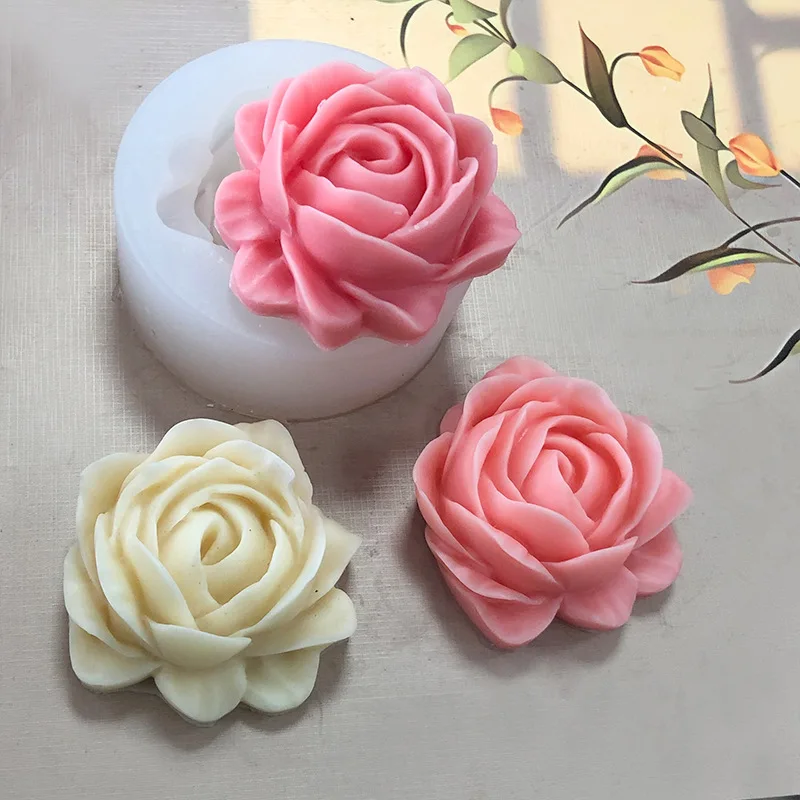 big Rose Aromatherapy Candle Silicone Mold Flower Gypsum Dropper Decoration Rose Chocolate Cake Mould