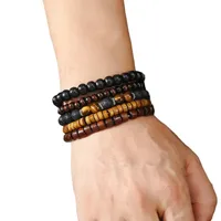 Ensemble de bracelets en Faux cuir tissé Vintage, 12 pièces, œil de tigre et perles de pierre de lune, pour accessoires de mode de fête décontractés (boîte non incluse) 3