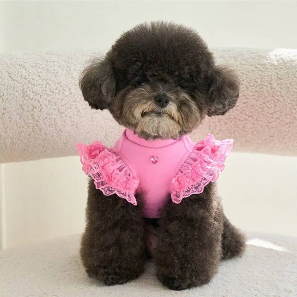 

Pet Supplies Lace Pet Summer Vest Soft Flying Sleeve Dog Clothes Breathable Cat Base Skirt Spring