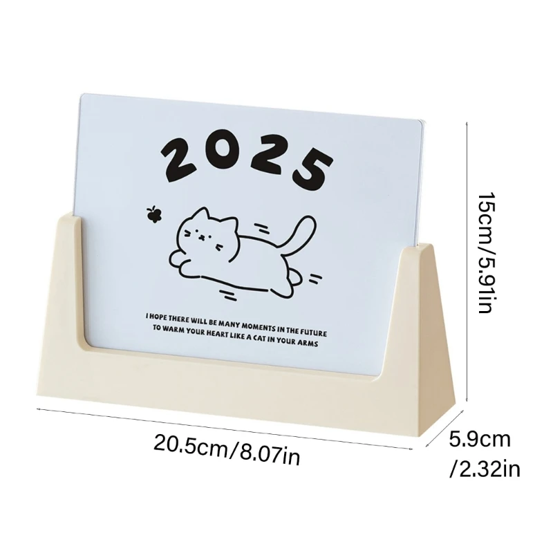 مخطط تقويم شهري للمكتب لعام 2025 مع 12 ورقة من البطاقات وحامل للمكتب