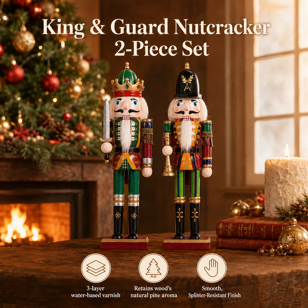 30CM Weihnachten Nussknacker Soldat Puppe Holz Vintage Puppe Kreative Handwerk Geschenk Weihnachten Dekorationen Hause Ornament – Detail 6