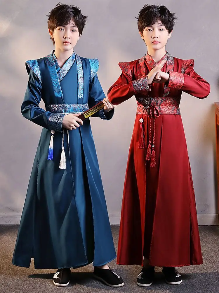 زي هان للأطفال لمهرجان منتصف الخريف للأولاد على الطراز الصيني زي المدرسة الصينية القديمة هانفو القديم