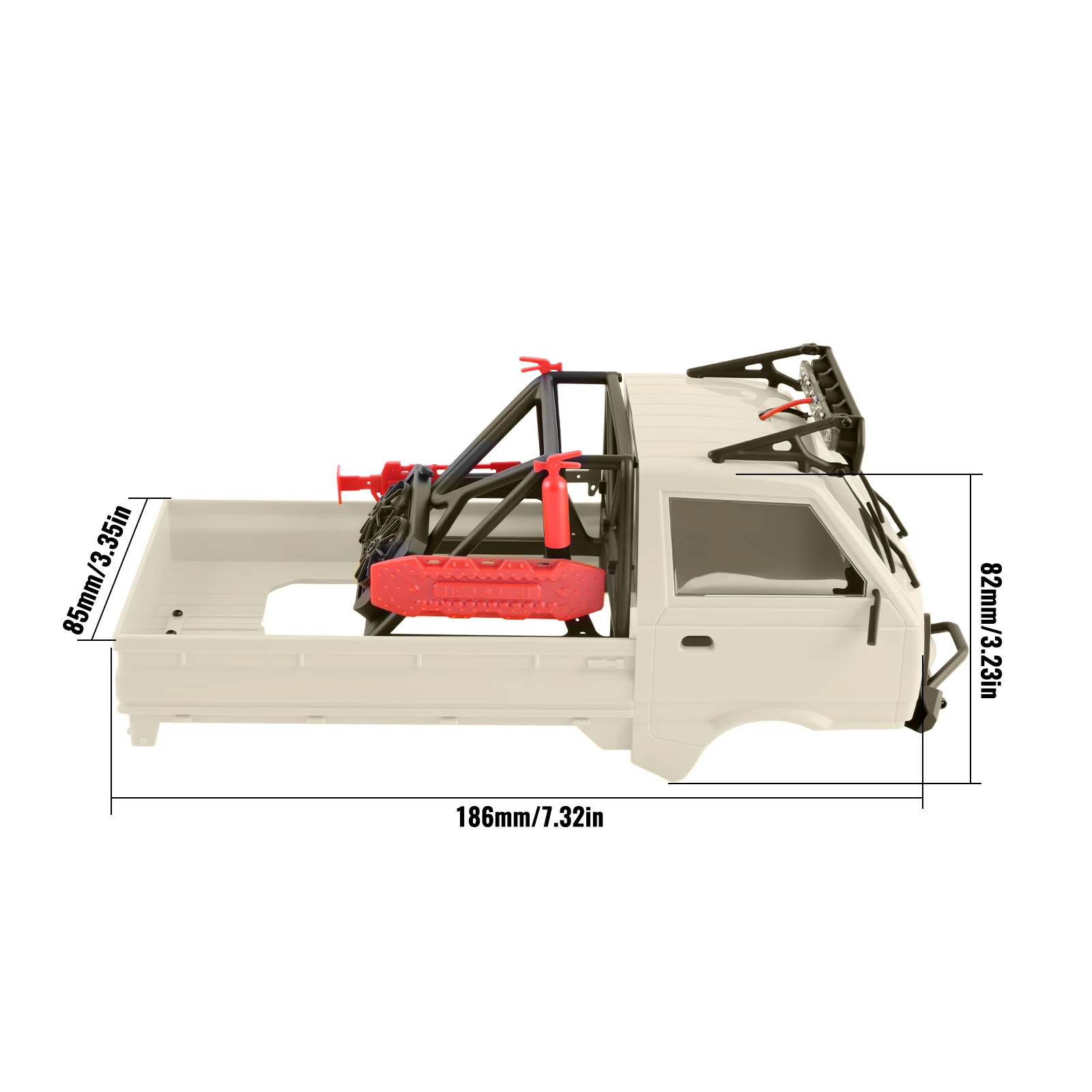 ModRax KT24 1/24 Kei Truck Hard Body Shell Kit & Roll Cage & LED Lights for Axial SCX24 C10 Bronco Wrangler Base Camp 4Runner