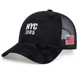 Black Camouflage NYC1985 Embroidery Baseball Net Caps Spring and Summer Outdoor Adjustable Casual Hats Sunscreen Hat