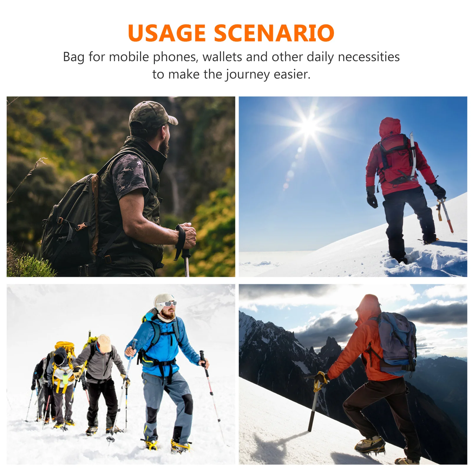 

2Pcs Heavy Duty Alpenstocks Bag Compact Hiking Sticks Storage Pouch Closure and Interior Pocket for Trekking Camping