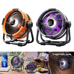 Ventilador portátil recargable para acampar al aire libre, circuladores de aire inalámbricos para tienda de campaña, ventiladores de techo con gancho y luz, 20000mAh