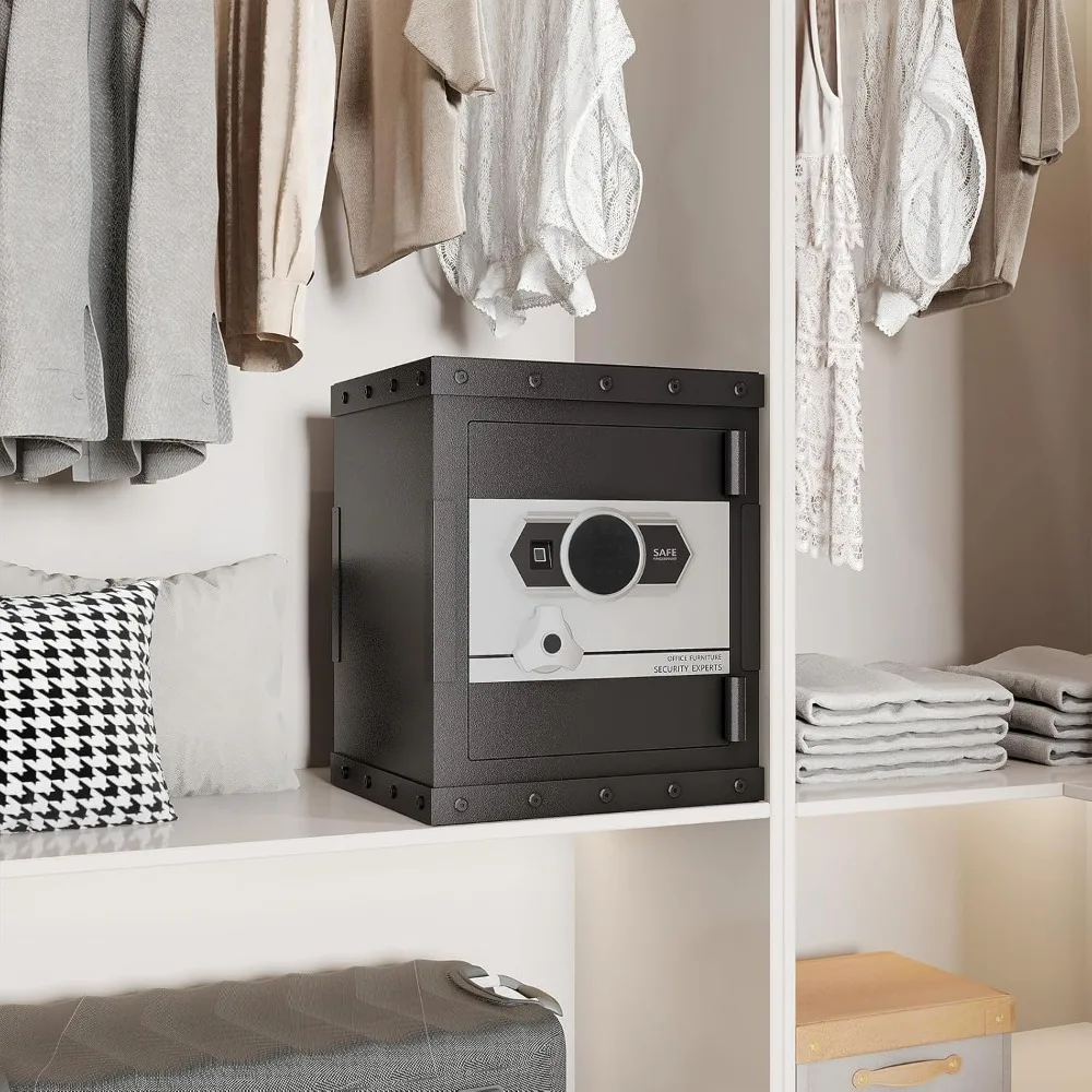 Cassaforte con serratura digitale ignifuga con accesso biometrico, cassetta di sicurezza in acciaio per la casa, ripiani regolabili e scomparti nascosti