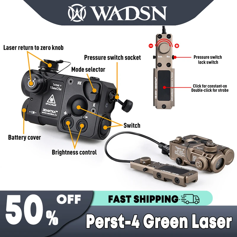 

Tactical Airsoft Metal Zenitc PERST 4 Laser GEN.3.0 Perst4 Green IR Laser Adjusting Strength Power&Zeroing AR15 AK47 M16
