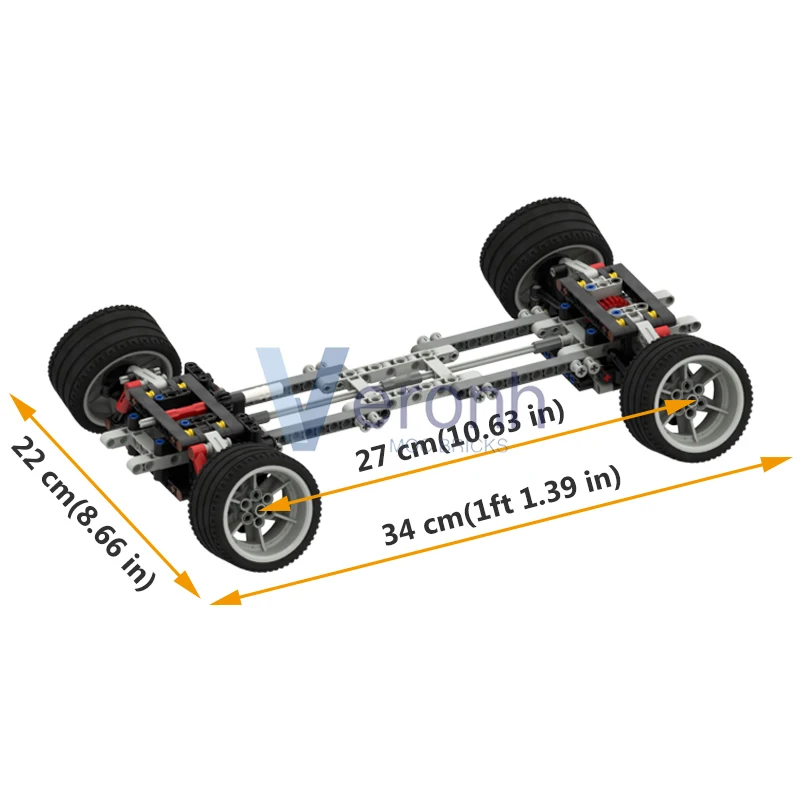 Negative Camber Technical Sport Car Chassis Builidng Blocks Kit Double Wishbone Diff Gear Suspension AWD Vehicles MOC Bricks Toy