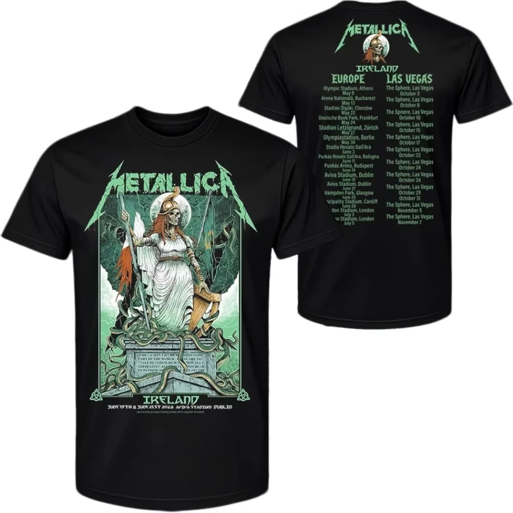 Metallica M72 Dublin World Tour 2026 T-Shirt 100% Cotton Clothing Unisex Men‘s Women short sleeve Y2k Casual Fan Loose Tee