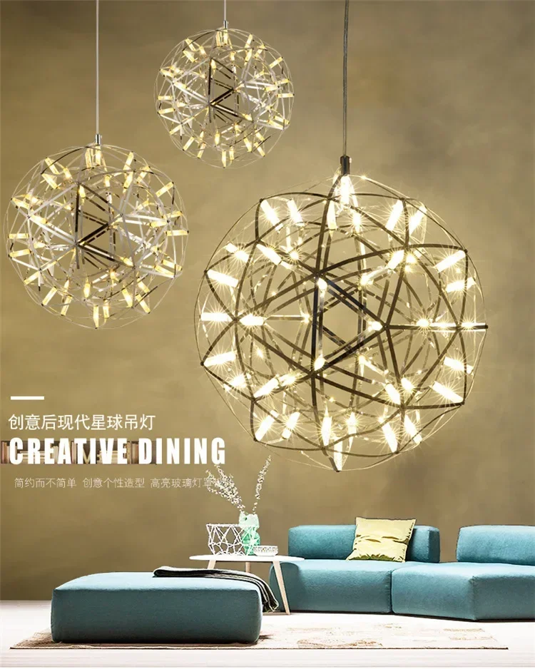 

Creative Personalized Chandelier Living Room Lamp Postmodern Led Spark Ball Chandelier Hotel Clothing Store Restaurant Lamp