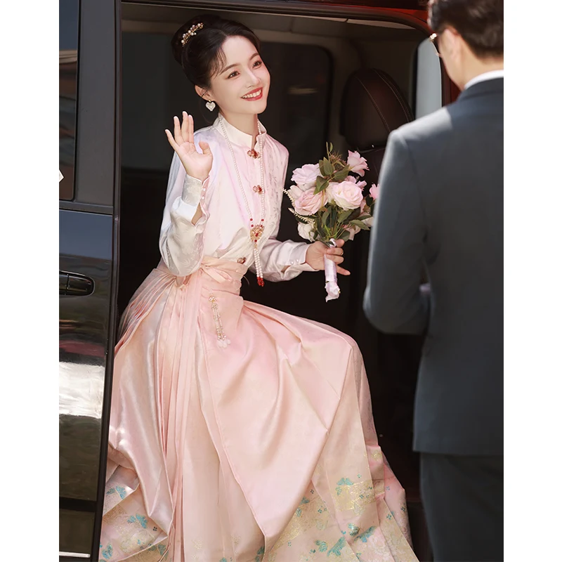 

Розовое свадебное платье в китайском стиле, новинка 2025 года, традиционный женский национальный костюм