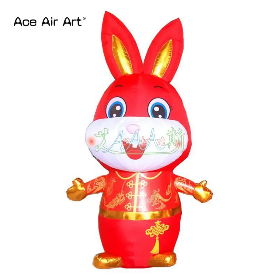 Customized 3mH Inflatable Lunar New Year Rabbit Bunny  Mascot For Celebrating