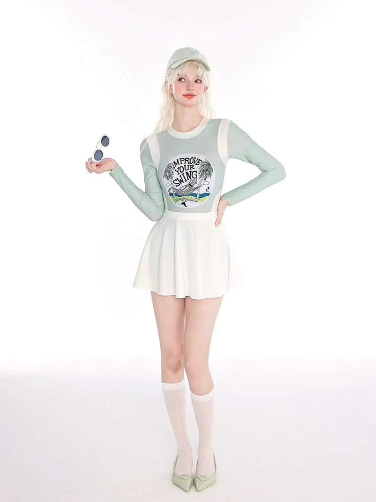 

Masked Thermal Spa Surf Suit Women's Long Sleeve One-Piece Swimsuit Durable Nylon Sporty Monochromatic Print Design
