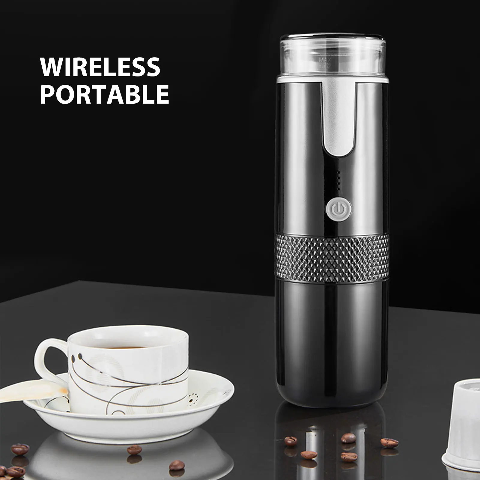 

Mini Portable Pocket Coffee Maker, 1200mah PP Stainless Steel Travel Gadgets Manually Operated Portable Coffee Maker for Hiking