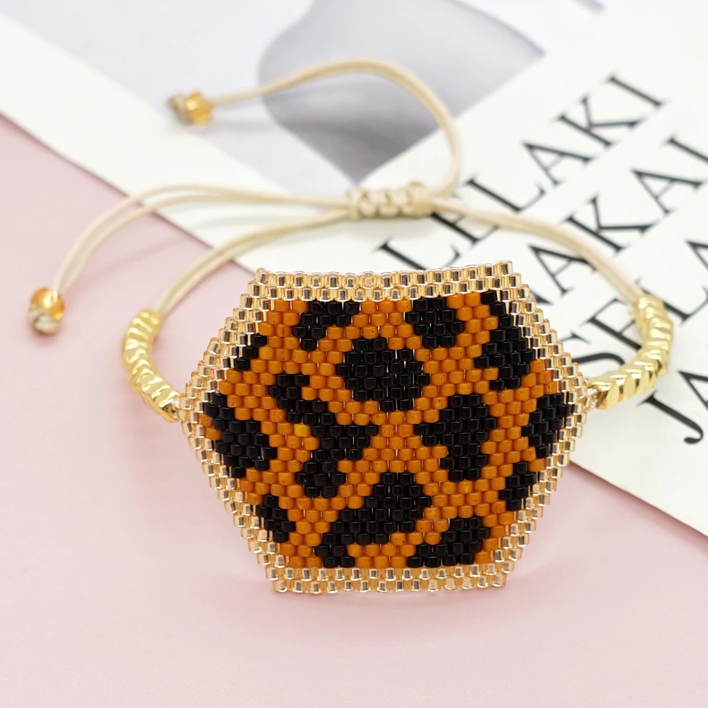 Go2boho 2023 HOT Hexagon Pattern Miyuki Bohemia Hand-knitting Bracelet Cotton String Elegent Jewelry