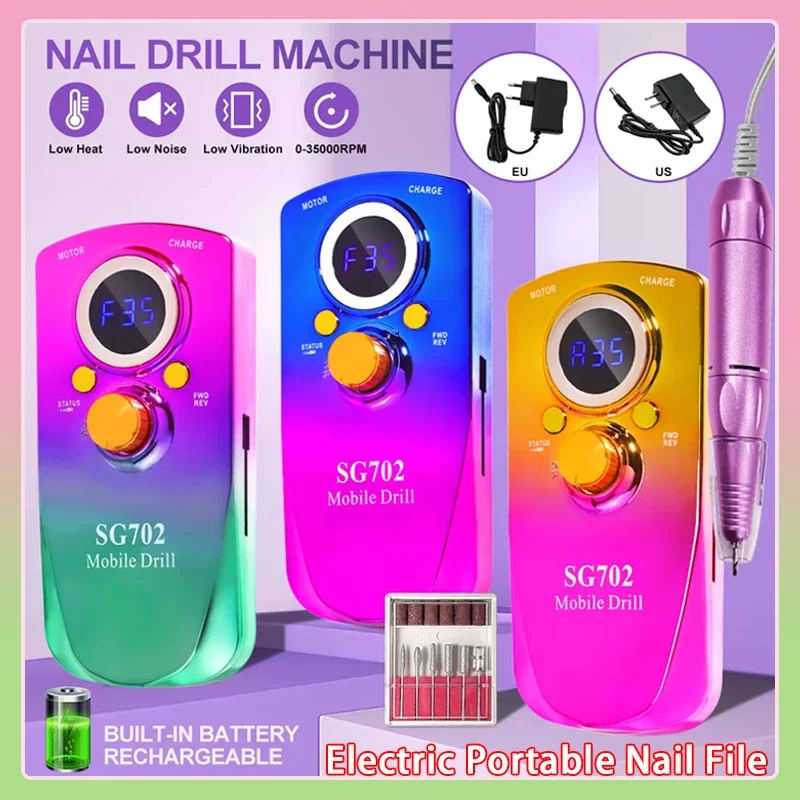 

Rechargeable Electric Nail Drill Machine With USB Connect Nail Polish Remover Drill Set Manicure Sander Low Noise File Manicure
