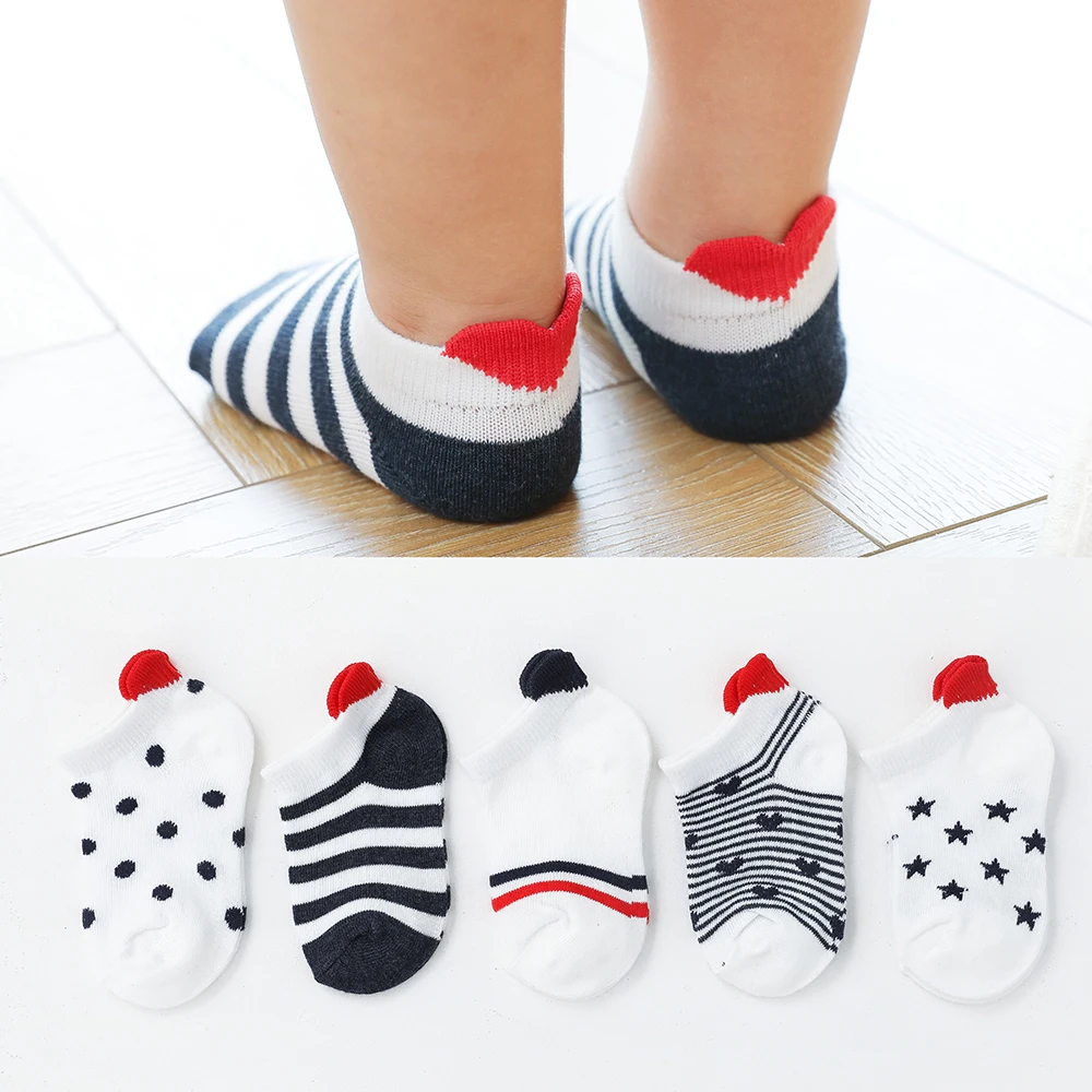 

5Pairs/lot 0-12Y Cute Lovely Short Baby Socks Children Sock Red Heart Girls Cotton Mesh Cute Newborn Boy Toddler White Sock