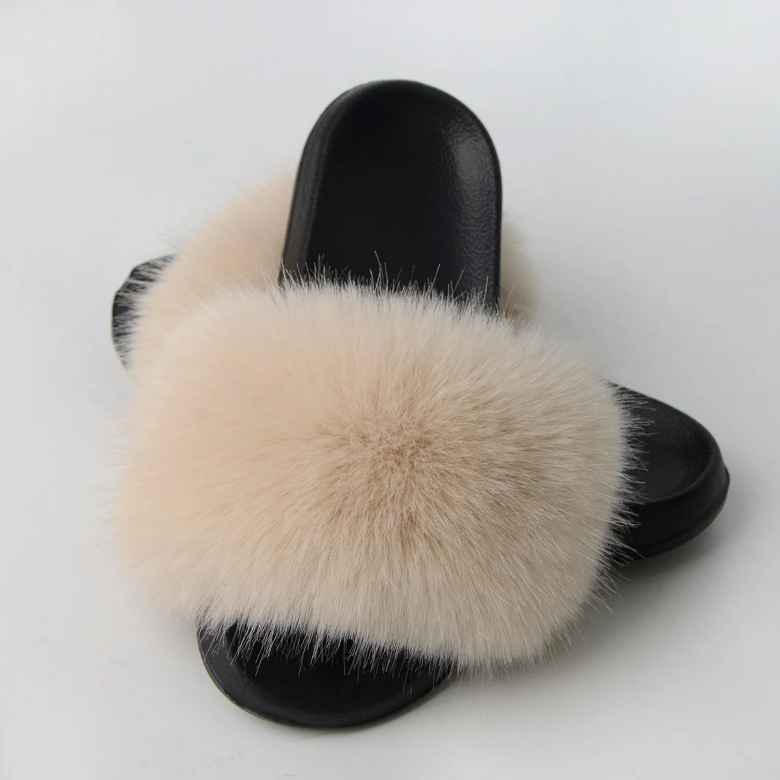 17 Colors 36-45 Size Fashion Outside Soild Faux Fox Fur Flip Flops Four Reason Summer Winter Women Home Shoes Slippers
