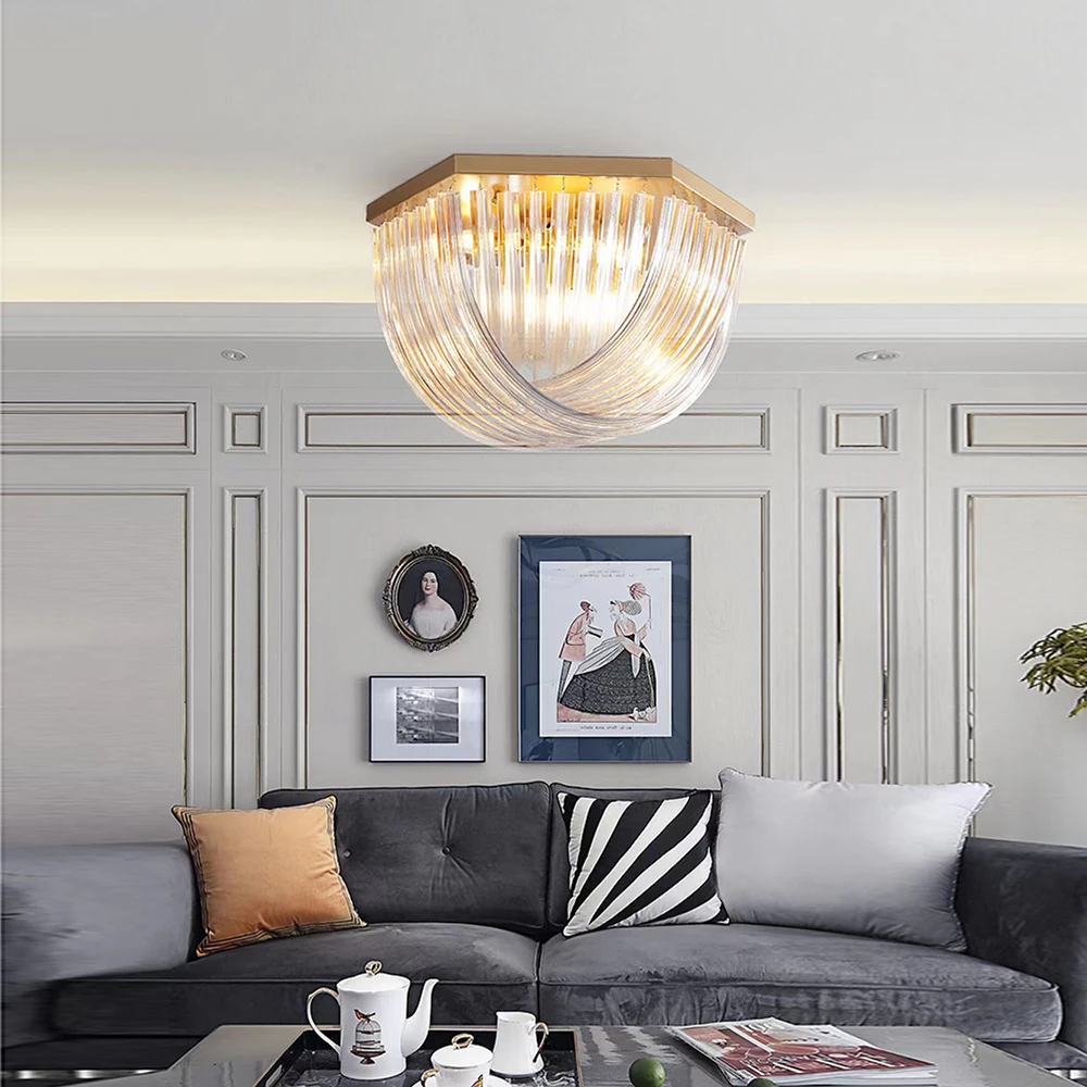 Nordic Moderne Led-Glazen Kroonluchter In Woonkamer Eetkamer, Slaapkamerverlichting, Keukeneiland, Gangpad Gouden Verlichting Kroonluchter