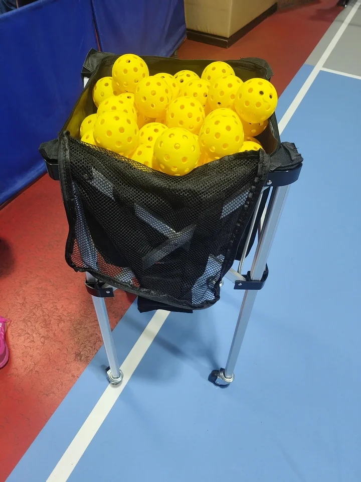 Folding Tennis Ball Basket Portable Aluminum Alloy Storage Bag Cart