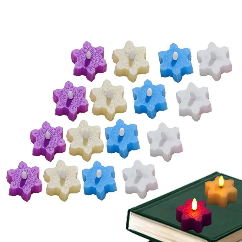 

12PCS LED Candles Flameless Candle Battery Operated Snowflake Shape Fake Electric LED Candles Tea Lights