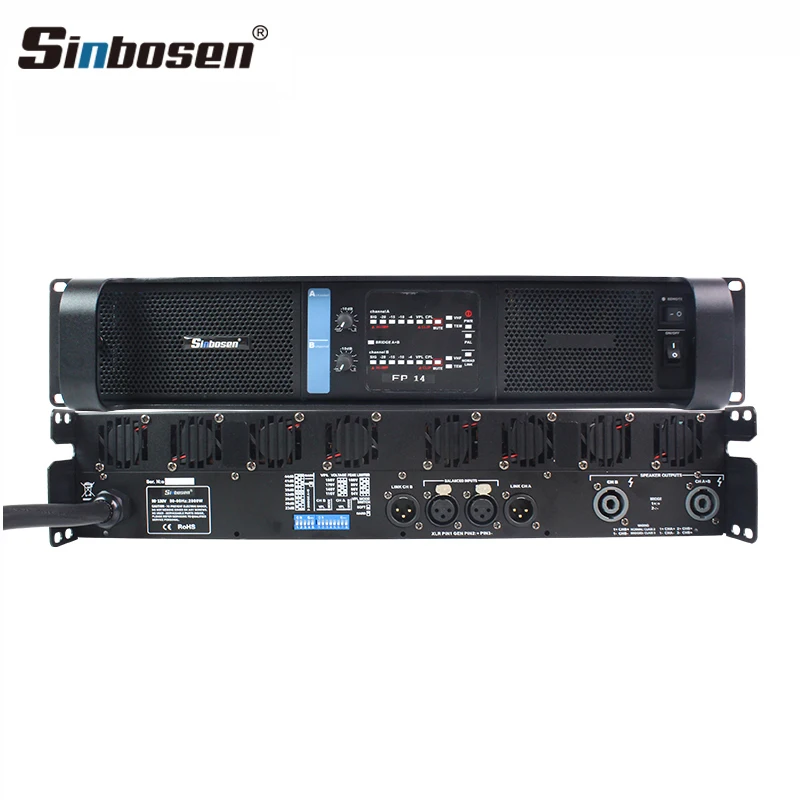 Entrega local atualizada 8 ventiladores traseiros DS-14K 2 canais amplificador subwoofer amplificador de 4000 watts