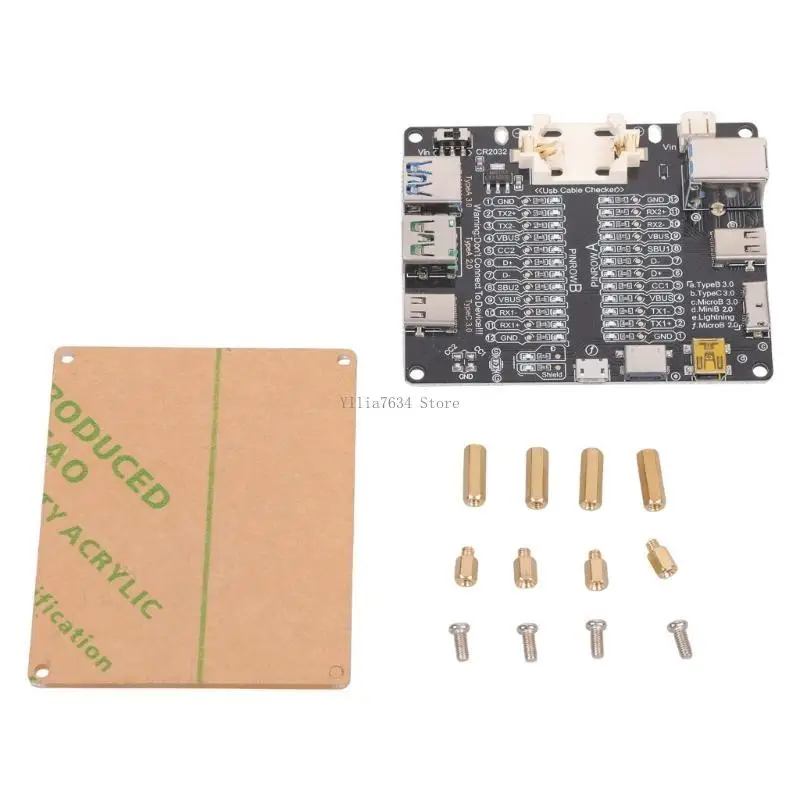 Multi Cable Tester Board With LED Indicators Type B MicroB Connectors Portable Design