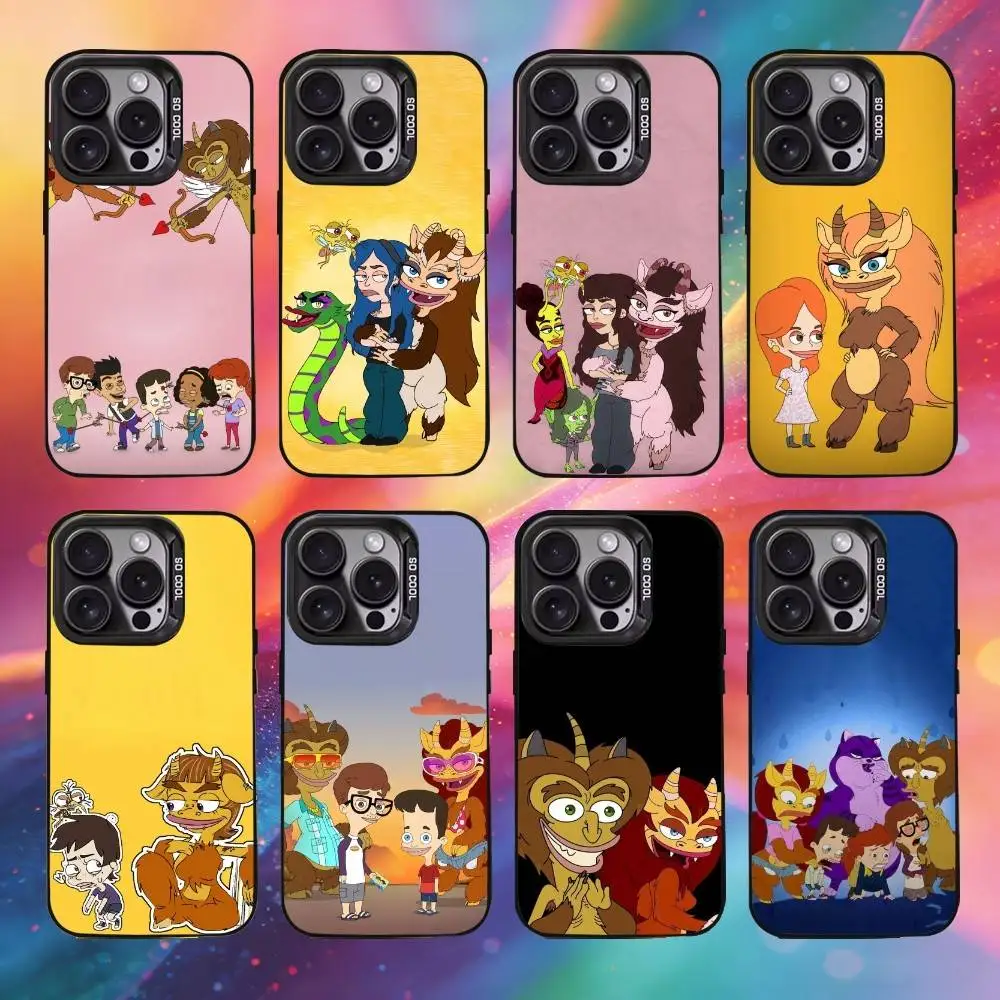 

Cartoon B-Big M-Mouth Phone Case For iPhone17, 16,15,14,13,12 Pro Max Black Candy Matte Shockproof Cover