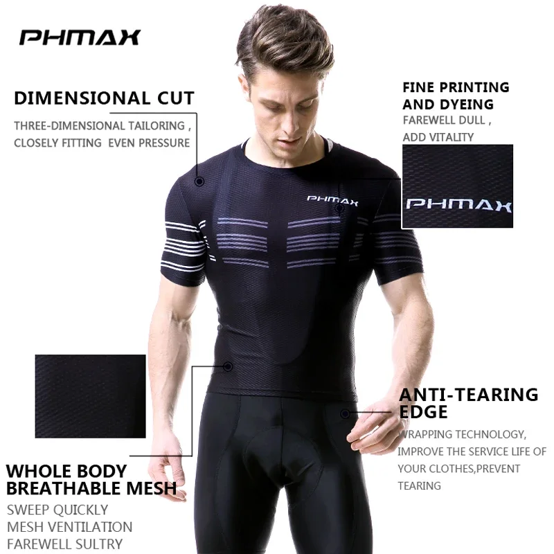 PHMAX Men's Cycling Quick-drying Clothes Summer Cycling Base Shirt Mesh Road Sports Shirt Cycling Underwear Cycling Clothes view 2