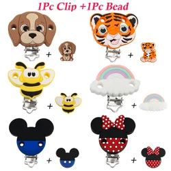 2Pcs/Lot Cartoon Animals flower rainbow Silicone Beads Clips for DIY Making Jewelry Chain Necklace Accessories Etc