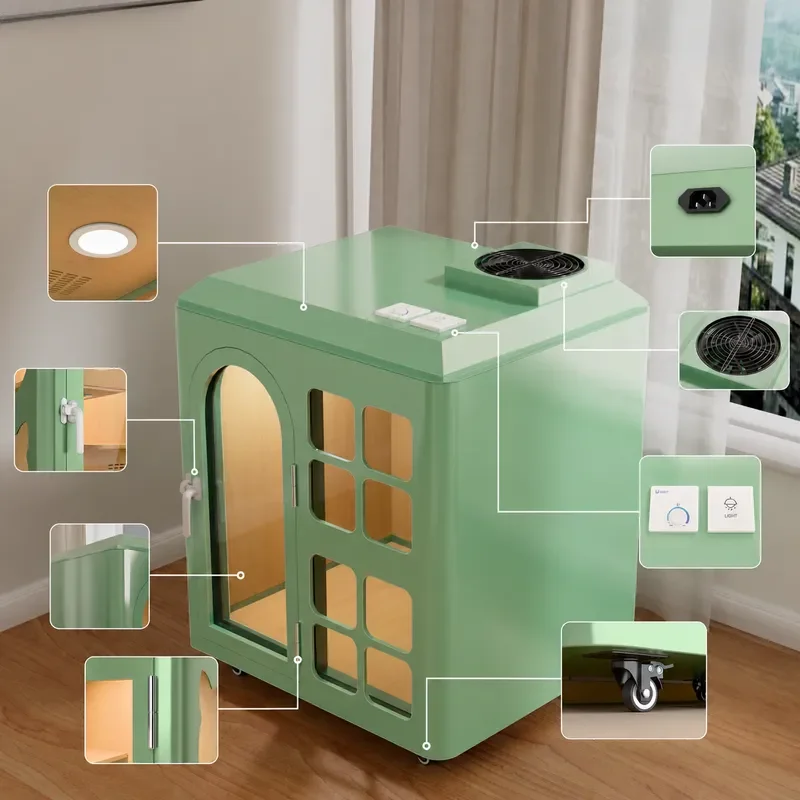 Portable Soundproof Pet Cage Hut Universal Small Dog Cat House Silent Sleeping Cabin Movable Indoor Pet Room for Household