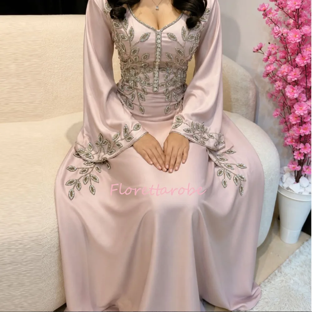 Kaftan A-Linie Modisches Abendkleid Arabisch Elegant mit Pailletten und Perlen Verziert Maßgeschneidertes Muslimisches Ballkleid Formelles Partykleid Charmante Robe