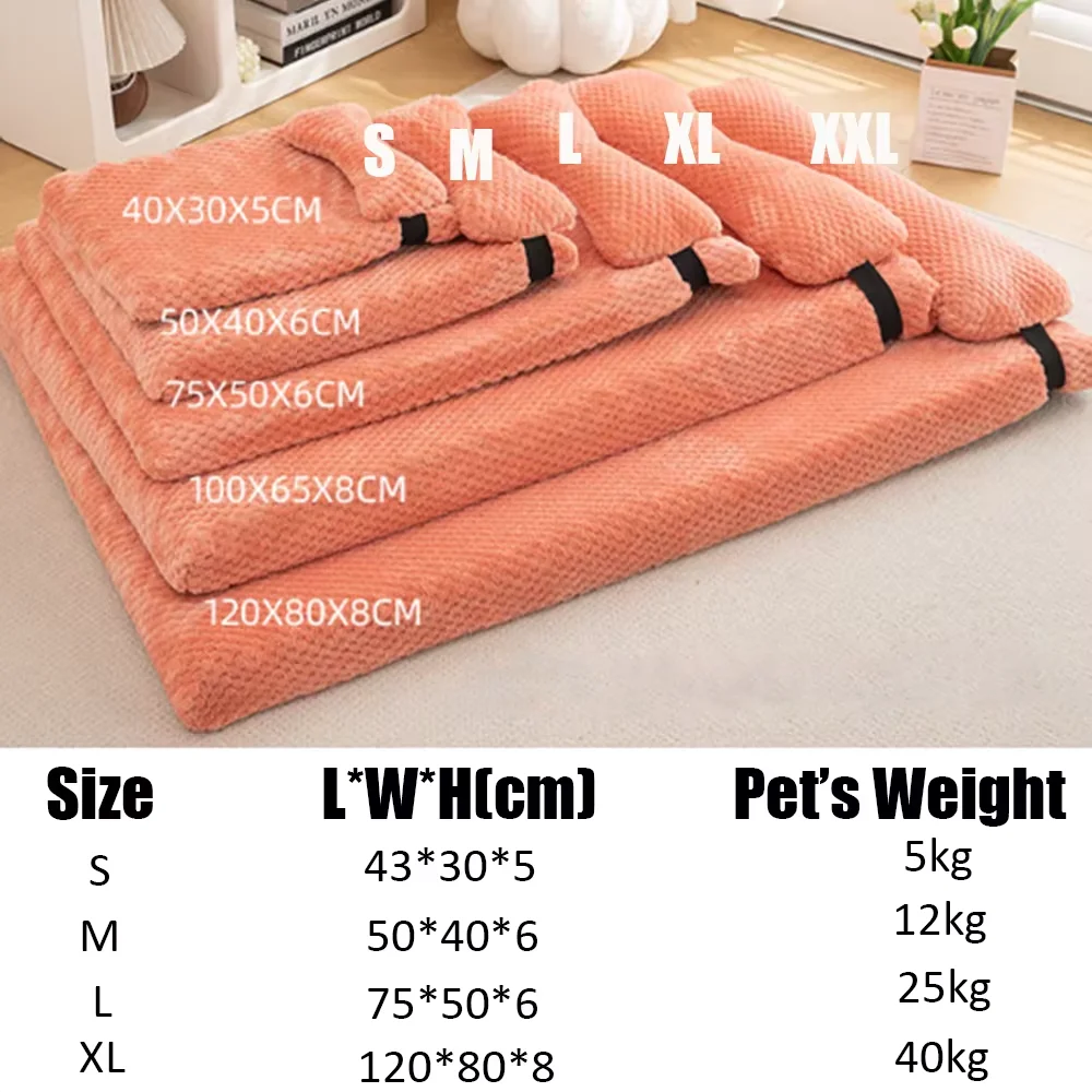 Warm Calming Dog Bed with Pillow Fluffy Plush Dog Mat for Dog with Removable Washable Cover for Large Medium Small Dogs and Cats