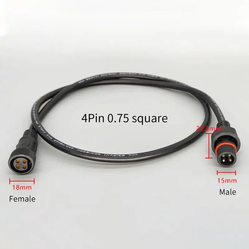 2Pin 3Pin 4Pin Male Famale Plug Cable 1M/3M/5M Waterproof IP67 Extension Electric Wire Connector Outdoor Lighting Connector