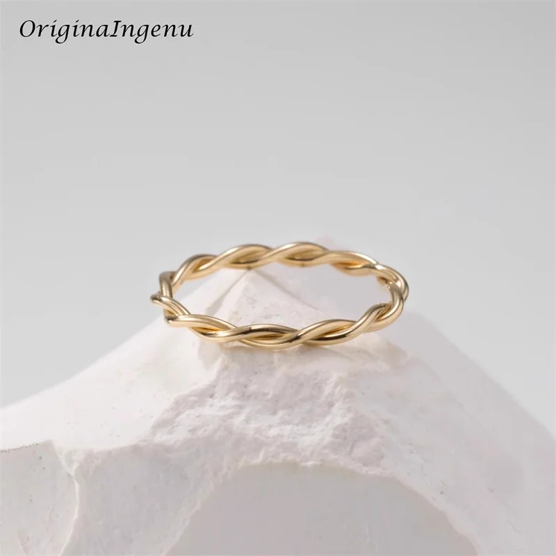 14K Gold Filled Twist Ring Handmade Size 3~S Ring Minimalism Jewelry Tarnish Resistant Jewelry Exquisite Women Ring