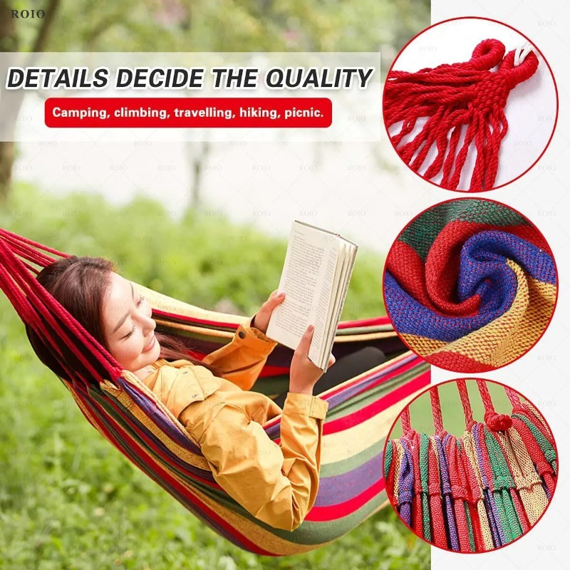  Camping Hammock Thickened Durable Fabric Canvas Single Hammocks Travel Swing Chair Hanging Bed Double Outdoor Hammock with Bag 