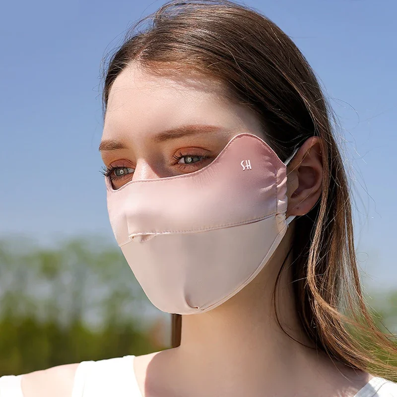 Summer Gradient Blusher Sunscreen Face Mask Women Eye Protection Anti-UV Cool Feeling Bandana Driving Outdoor Sport Mask Scarf