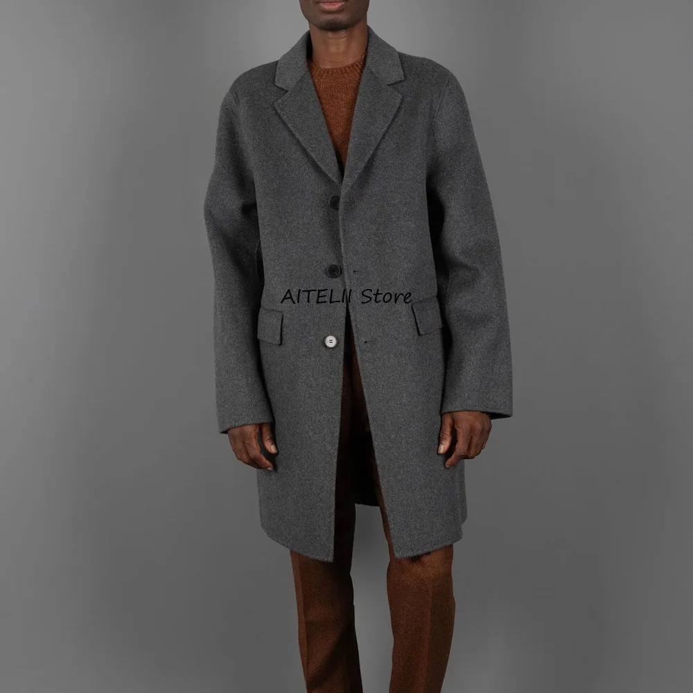 

Autumn/winter Man Jackets High Quality Casual Warm Men's Overcoat Fashion Suit Wool Fabric Men's Social Coat Long Notched Lapel