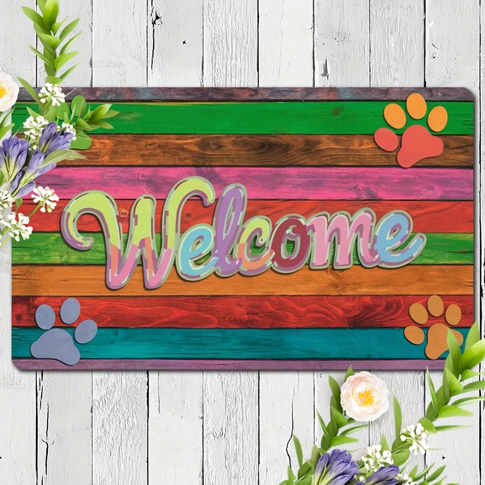 Vintage Color Block print door mat kitchen foyer laundry area back door Entry welcome mat home decor Daily use Present