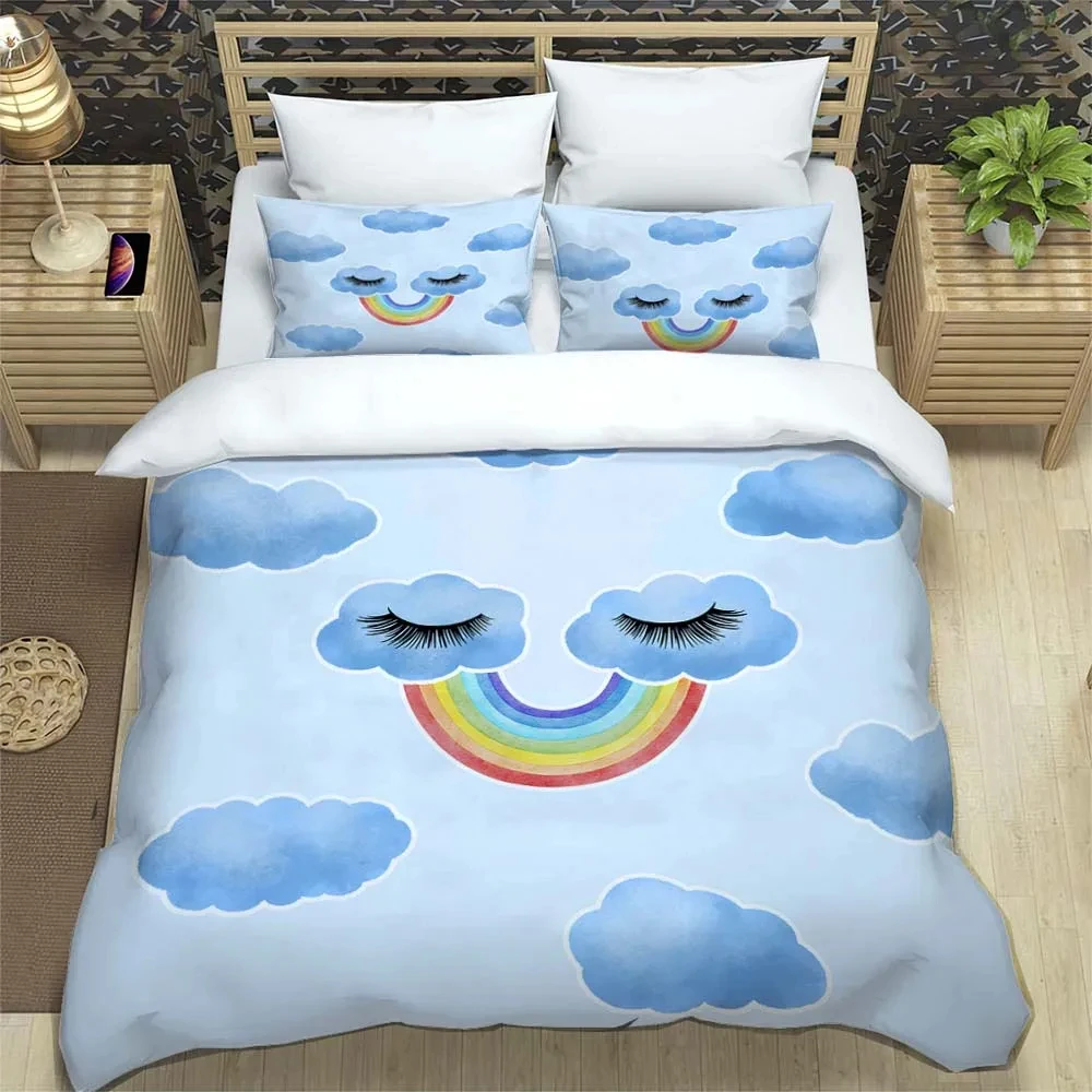 

Rainbow Fresh classics Pattern Printing soft and comfortable Complete size Customizable comforter bedding sets